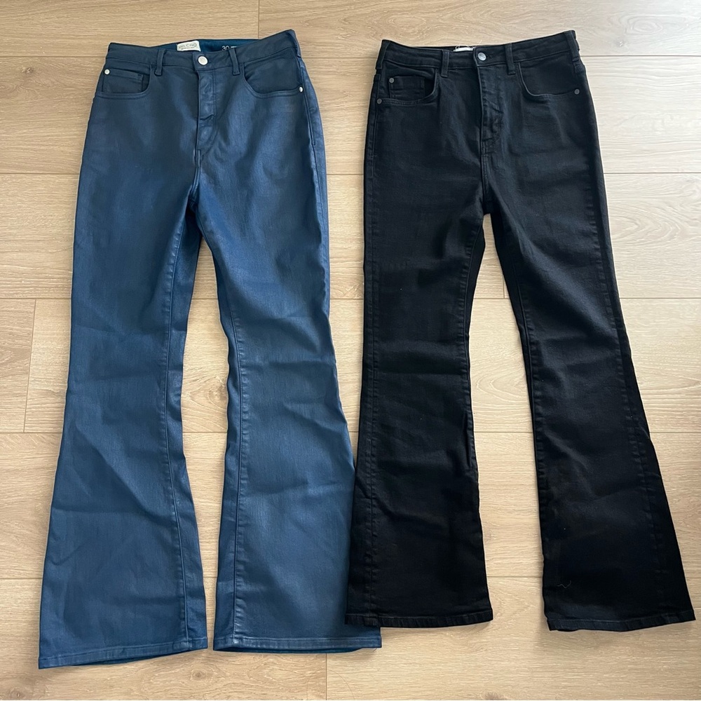 Pilcro Blue and Black Flare Jeans Size 30